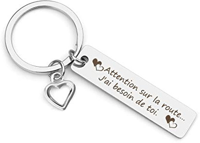 Couple Porte Clef Homme Femme Voiture Moto Cadeau Saint Valentin Homme, Papa, Maman Copain Copine Mari Fils Ami Cadeau Ado Garçon Fille Original Utile Attention Sur La Route