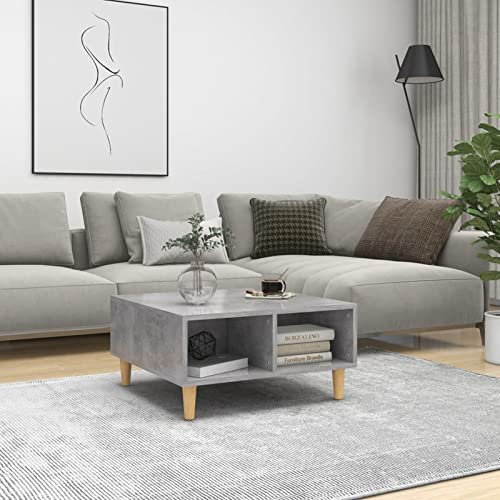 Bopdu Coffee Table Side Table Living Room Table Sofa Table with Large Storage Space for Living Room, Hallway, Bedroom, Concrete Grey 60x60x30 cm Chipboard