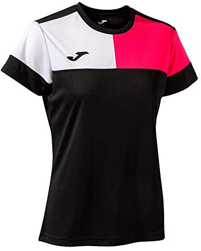 Joma Crew V T-Shirt, Noir/Rose/Blanc, M Femme