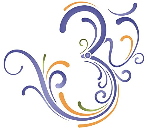 Fancy OM Schablone, 12,7 x 11,43 cm (S) – AUM Indian Mantra Sanskrit Hindu-Spirituelle Schablonen zum Malen von Vorlagen