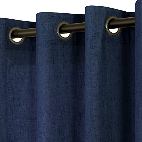 KOUFALL Kinderzimmer-Vorhänge, 2-teiliges Set für Jungenzimmer, Leinen, Privatsphäre, halbtransparente Vorhänge für Wohnzimmer, 160 cm Länge, Dunkelmarineblau
