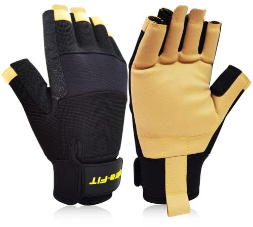 Intra-FIT Professional Anti-Vibration Glove Half Finger EN ISO 10819: 2013 / A1: 2019 & EN 388:2016 Certified,Reinforced Palm and Thumb, Ideal For Road Breakers, Sanders, Grinders and Chipping Hammers