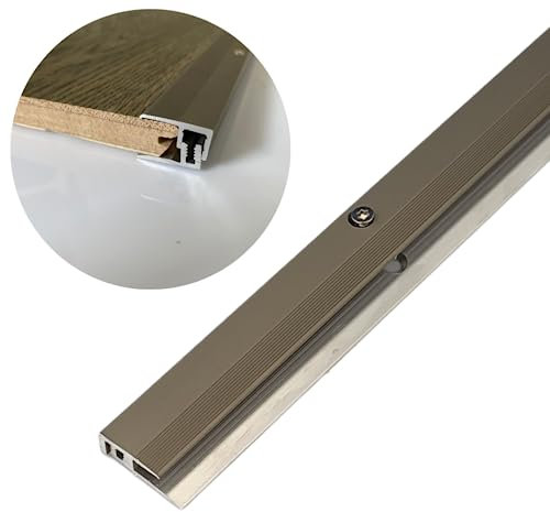 ULTINESS - Bodenprofil Parkett & Laminat 100 cm Aluminium eloxiert (0-15 mm) Edelstahloptik | Übergangsprofil | Anpassungsprofil | Abschlussprofil | Übergangsschiene (Abschlussprofil)
