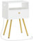 HOOBRO Nachttisch, Nachttische mit Ladestation, Beistelltisch mit Schublade und Offenem Fach, Sofatisch, 28 x 38 x 60, Beistelltisch für Schlafzimmer, Weiß und Gold EDW88CBZ01