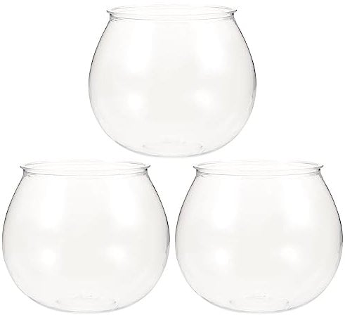 Alipis 3 Stück Kunststoff-Fischglas Klares Gold-Fischglas Bruchsicher Kleines Betta-Fischbecken Desktop Rundes Aquarium Mehrzweckschale Für Fischglas Trinkfischglas Süßigkeitenhalter