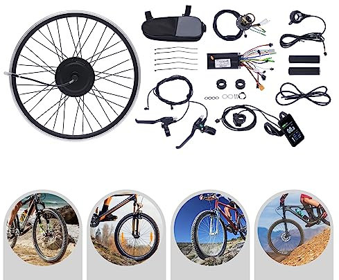 XUEMANSHOP E-cykelkonverteringssats, 24 tum 36 V 500 W med dubbla lägen styrenhet för bakhjul framhjul på en tvåhjulig cykel (framhjul)