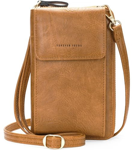 APHISON Handytasche zum Umhängen Leder, Handy Umhängetasche Damen, Handytasche mit Geldbörse zum Umhängen, RFID Geldbörse Portemonnaie Damen für Handy unter 6,7 zoll Braun2