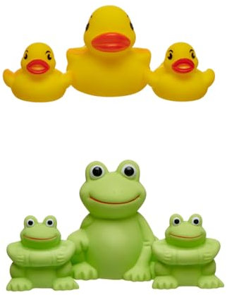 Vital Baby Splash Ducks and Frogs Bath Animals, Fun Water Squirters for Bathtime, Colour Learning & Imaginative Play, BPA-Free