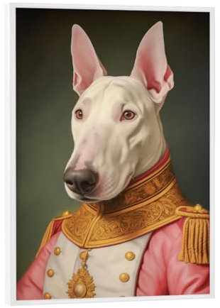 artboxONE Poster mit weißem Rahmen 18x13 cm Tiere Gemälde pink Bullterrier - Bild wandbild rosa englische Bullterrier