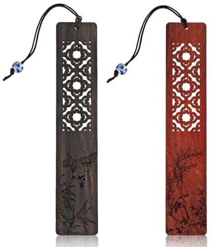 Andibro Holz Lesezeichen, 2 Stück Handgefertigte Holz Lesezeichen Hohle Vintage Lesezeichen Blumen Vogel Muster Lesemarkierungen Holz Lesezeichen Für Männer Und Frauen Leser Buchliebhaber