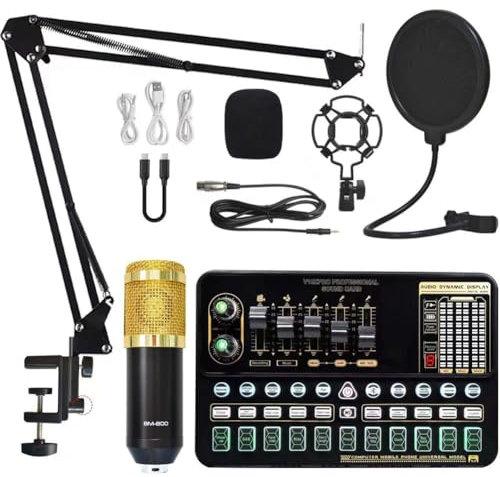 Yuattory Podcast Equipment Bundle Live Sound Card Variant Bm800 Microphone Complete Set of Live Broadcasting Replacement Parts