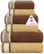 Casa Copenhagen He & She Ensemble de Serviettes 6 Pièces- Marron + Beige, 550g/m², 2 Serviettes de Bain, 2 essuie-Mains, 2 Gants de Toilette en Coton égyptien Doux pour Salle de Bain,Cuisine et Douche