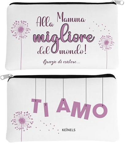 Idea Regalo Festa della Mamma Originale - Pochette Donna Trucchi Mamma Migliore del Mondo - Pochette da Viaggio Mare Elegante - Idee Regali Gadget Utile per la Mamma Originali
