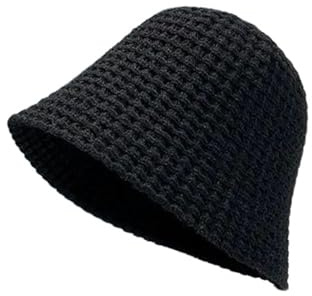 MiqiZWQ Fischerhut Weich Gestrickter Ucket Hut Lässige Häkelgestrickte Hut Viel Vielseitiger Sunhut Fing Und Herbst