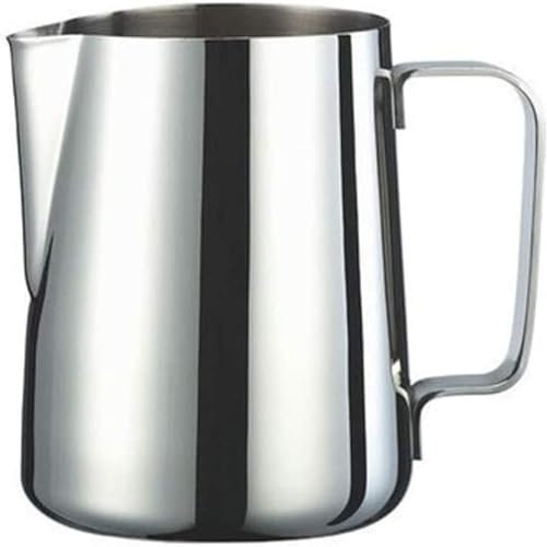 Stainless Steel Milk Frothing Jug - 600ml/21oz Coffee Milk Frother Jug Barista Accessories for Cappuccino Latte Frothy Milk Coffee Machines - Sleek Silver Design