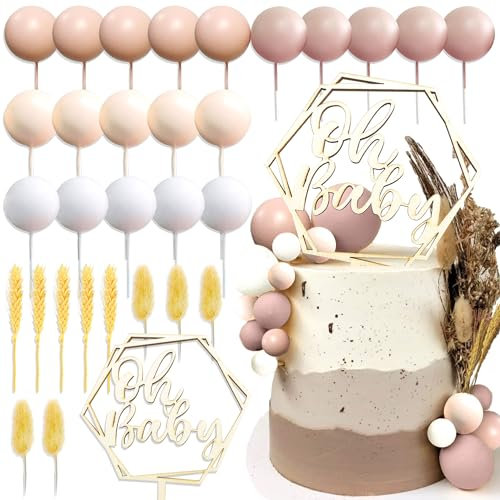 JeVenis Boho Baby Shower Cake Topper Rustic Oh Baby Cake Topper Wood Baby Shower Cake Decorations for Wedding Bridal Birthday Party Supplies