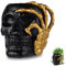 NQEUEPN Totenkopf Übertopf, Totenkopf Blumentopf aus Kunstharz Lustige Pflanzentöpfe Kleiner Origineller Übertopf Sukkulenten Töpfe für Heimdekoration Halloween Dekoration