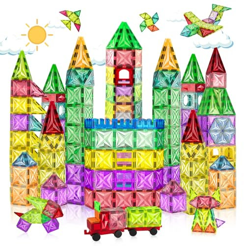 Tiagowell 3D Magnetische Bausteine 120 Teile,STEM Magnetspielzeug für Kinder,Magnetische Blöcke Bauspielzeug Vorschul-Aufklärungsspielzeug für 3 4 5 6 7 8 Jahre alte Jungen und Mädchen