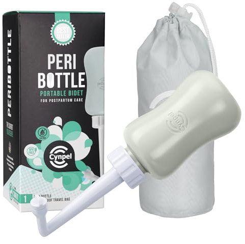 Cynpel Bidet Portatile Post Parto - Bidet da Viaggio Pieghevole - Pompetta per Cura Postpartum e Sollievo Emorroidi - Design Ergonomico Facile da Usare - Antigoccia per il Trasporto - Grigio