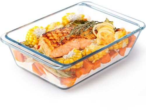 NUTRIUPS 1.4QT Deep Glass Baking Dish,(8×6inches）Small Glass Baking Pan,Rectangular Lasagna Pan,Small Glass Casserole Dish,Microwave & Oven Safe