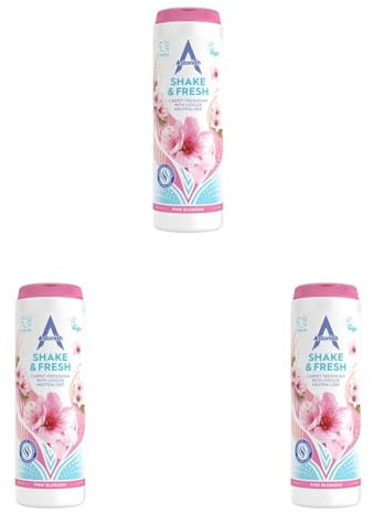 Astonish Shake & Fresh Carpet Freshener, Eliminates Odours, Pink Blossom, 350g (Pack of 3)