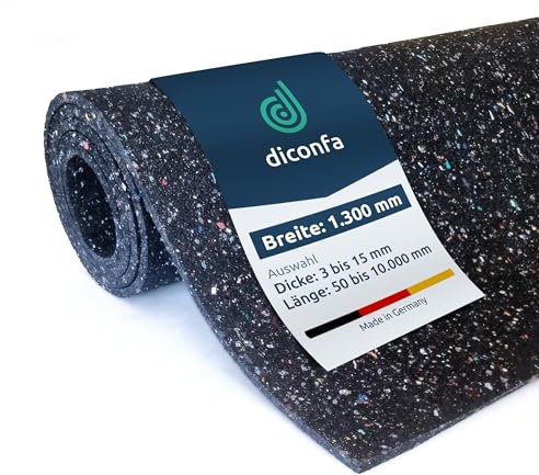 diconfa Bautenschutzmatte 1300mm 130cm 1,3m BREIT - WÄHLEN - Dicke: 3 bis 20mm LÄNGE: 0,05 bis 10m - Auswahl: 9m 900cm lang, 5mm stark - Gummimatte Antirutschmatte Gummigranulat Gummiregenerat