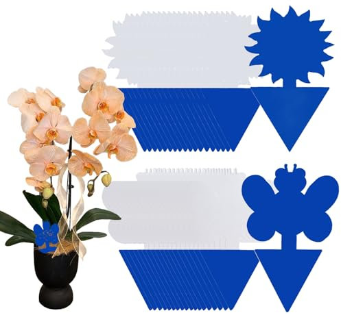 FANXIYA 48 Pezzi Tavole Gialle e Blu Acchiappamosche a Innesto Pigliamosche Protezione Contro Moscerini di Funghi e Parassiti Volanti (Blu)