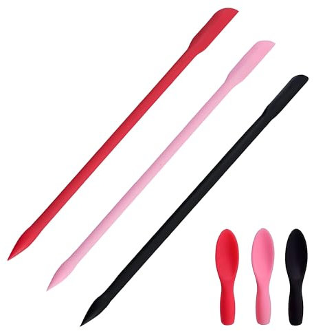 3Pcs Mini Spatula, Multi-Function Small Spatula, Durable Makeup Spatulas, Portable Face Cream Silicone Spatulas for Jam or Beauty Cosmetics Makeup Scrapers (with Small Spoon Replacement Head)