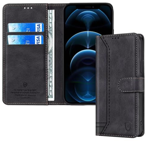 GoodcAcy Funda para Motorola Edge 40 Neo, Carcasa Libro con Tapa de Cuero Piel Wallet Case Flip Cover con Kickstand, Hebilla Magnetica, Ranuras para Tarjetas para Motorola Edge 40 Neo,Negro