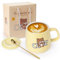 YiksunMY Cute Bear Coffee Mug with Lid and Spoon, 400ml Ceramic Cup, Yellow, Dishwasher Safe and Microwave Safe, Gift Box Included