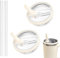 MPXEAVG 2 Tapa Stanley Anti Goteo, para Stanley Cup 40 oz Accesorios, Stanleycup Accesorios, con 2 Pajitas, Tapa Reutilizable (Beige)