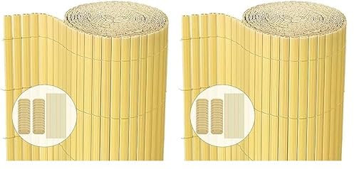 vounot® Canisse en PVC Brise Vue Ultra Renforcé avec Attaches de Fixation Double Face pour Jardin Balcon et Terrasse Résistante à la Corrosion et aux Intempéries 90x500cm Beige (Lot de 2)