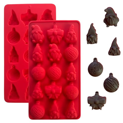 PTaizjjz Weihnachts schokoladenform, 1 Stück Silikonform mit 15 Mulden, Weihnachtsornament-Gnom-Backform für Gelees, Bonbons, Schokolade und Tortenaufsätze