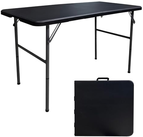 YDY+YQY Klapptisch,122x60cm Campingtisch klappbar mit Tragegriff, für drinnen und draußen, tragbar, leicht, Reisetisch, Picknick, Camping(Schwarz)