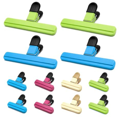 Clip per Cibo Sacchetti,12 Pezzi Clip di Tenuta Colorful Clip di Chiusura in Plastica Mollette Alimenti Chiudi Sacchetti per Snack Caffè Caramelle