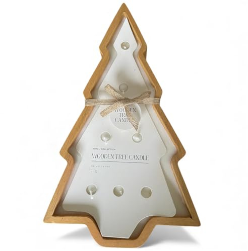 Wooden Tree Candle | Fir,Moss & Pine | 7 Wicks | 910g|Solid Wooden Tree Shape Vessel that can be Used Later Once Candle is Used | Great Centre piece