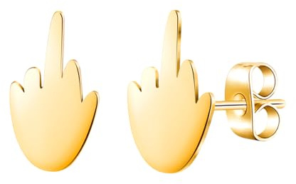 MicVivien Edelstahl Ohrstecker Mittelfinger Punk Rock Ohrschmuck Männer für Herren Damen Ohrringe Stecker Hypoallergen Silber/Schwarz