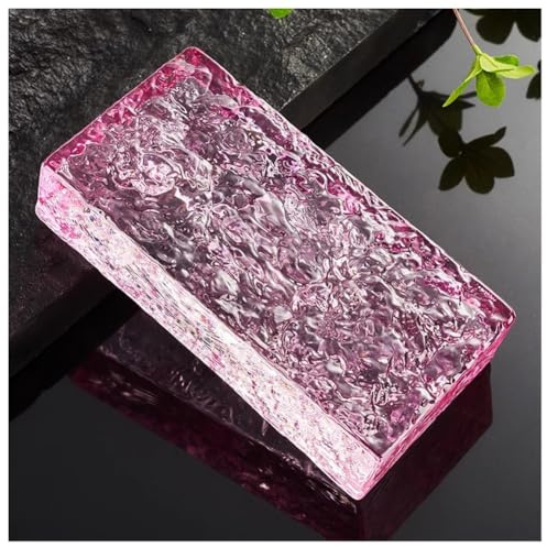 Les briques de verre, Briques de verre 20 x 10 x 5 cm, multicolores, transmission lumineuse, découpables, résistantes aux chocs, for cloisons de bureau et de maison(Pink)