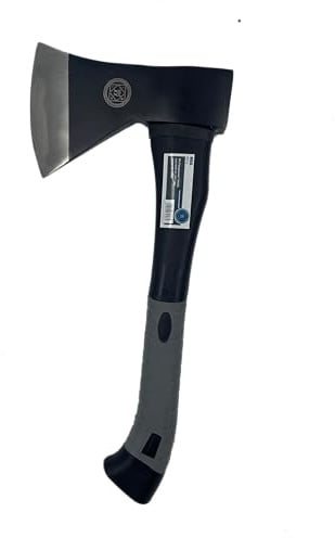 Profibeil 800g – 38 cm Robuster Fiberglasstiel & Anti-Rutsch Gummigriff – TÜV/GS geprüft, Polierte scharfe Schneide – Handbeil, Campingbeil, Gartenbeil & kleine Spaltaxt Schwarz,