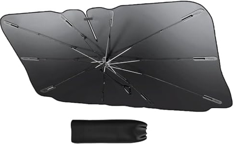 Parasol Coche Delantero Tipo Paraguas, Sombrilla Plegable con Protección UV Total, Bloqueo de Calor Térmico para Parabrisas. Reflector Solar Universal para Coche, SUV y Camioneta