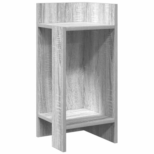YUTAASU Beistelltisch mit Ablage Grau Sonoma 25,5x27x60 cm – Moderner Ecktisch aus Holzwerkstoff mit offenen Fächern für Bücher und Deko, pflegeleicht und vielseitig einsetzbar