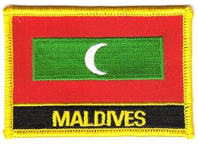 Flaggen Aufnäher Patch Malediven Schrift Fahne NEU