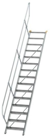 Aluminium-Treppe 45°, Stufenbreite/Stufentiefe 600/240 mm Stufenanzahl: 15, Senkrechte Höhe 3,12 m