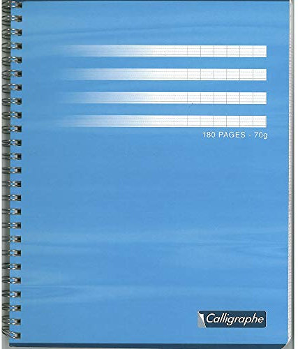 Calligraphe 403C Un Cahier à Spirale (une Marque de Clairefontaine) - 17x22 cm - 180 Pages Grands Carreaux - Papier Blanc 70 g - Couverture Carte Recyclée Vernie - Couleur Aléatoire