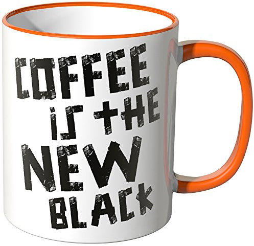 WANDKINGS® Tasse, Spruch Coffee is The New Black - ORANGE