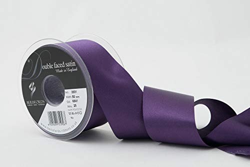 Berisfords Double FACE Poly Satin Ribbon, BlackBerry, 50 mm