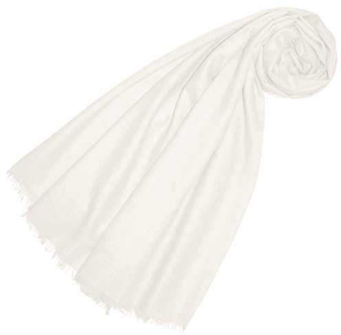 Lorenzo Cana Damen Pashminaschal Schaltuch aus 100% Kaschmir leicht kuschelweich Kaschmirschal Kaschmirtuch Kaschmirpashmina einfarbig ivory 78296
