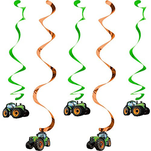 5 Deko-Wirbel * TRAKTOR * für Kindergeburtstag oder Motto-Party // Kinder Geburtstag Kinderparty Party Decken-Deko Deko Swirl Decorations Dekoration Hänge-Deko Motto Bauernhof Scheune Trekker Farm