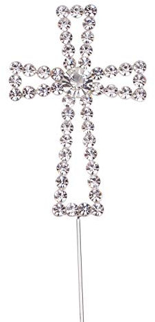 LOVENJOY Cross Cake Topper Silver for Baptism Christening First Communion Confirmation