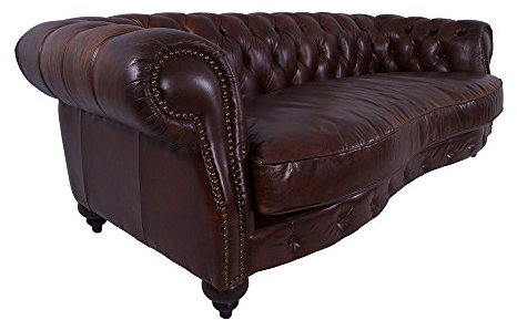 Castlefield Sofa 3-Sitzer Chesterfield-Stil Vintage Cigar Echtleder Sofa Couch